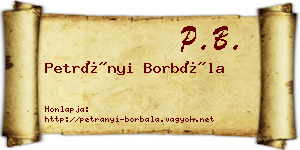 Petrányi Borbála névjegykártya